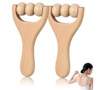 Hoement 2Pcs Wooden Foot Massager Balls Ergonomic Acupoint Massage Tool for Neck Shoulder Back Relief Whole Body Use