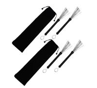 Hoement 2sets Drum Brushes Stainless Steel Wire for Jazz Percussion Includes Retractable Drumstick and Polishing Brush for Musicians