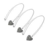 Hoement 3 Pcs Heart Shape Luminous Oil Diffuser Pendants Hollow Out Solid Holder Perfume Containers for DIY Necklace Mixed Color Copper Case with Easy Open Design for Women