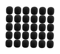 Hoement 30pcs Black Foam Microphone Windscreens 30x22x8mm for Headset Handheld Mics, Reusable Wind Muff Covers with Sponge Filter for Stage, Recording, and Broadcast Use