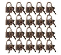 Hoement 30pcs Mini Retro Padlocks with Keys, Small Copper-Plated Vintage Padlocks for Jewelry Box, Suitcase, Travel Bags, Backpack Lock, Antique Style Keyed Locks for Furniture and Luggage