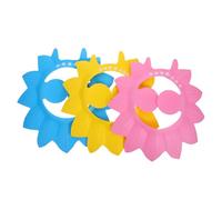 Hoement 3pcs Adjustable Shampoo Hat Leaves Shape Bathing Ear Protection Caps for Hair Wash Shield Blue Pink Yellow
