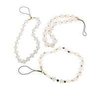 Hoement 3pcs Beaded Phone Chain Charms with Heart Star Faux Pearl Shell Pendants Handmade Keychain Accessories for Phones Keys Bags Stylish Mobile Decoration