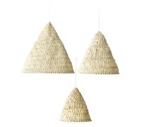 Hoement 3pcs Boho Woven Lampshade with Natural Hemp Rope White Handcrafted Macrame Pendant Light Covers for Bedroom and Boutique Decor Soft Ambient Lighting Rustic and Modern Style