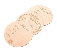 Hoement 3pcs Boy Girl Milestone Cards Name Plaques Wooden Growth Commemorative Signs for Birth Announcement