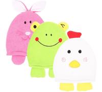 Hoement 3pcs Cartoon Bath Gloves Exfoliating Shower Mitts Body Scrubbing Gloves for Skin Cleaning Bathing Accessories Random Style