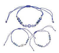 Hoement 3pcs Evil Eye Beaded Bracelet Alloy Wax String Unique Design Blue Color Comfortable to Wear Adds A Touch of Mystery Daily Wear for Women and Mothers