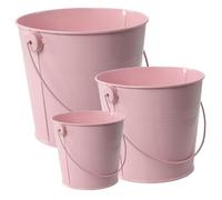 Hoement 3Pcs Mini Metal Flower Buckets with Handle Small Iron Buckets for Plants Decorative Garden Planters Indoor Outdoor Patio Decor