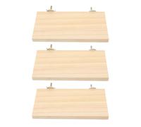 Hoement 3pcs Natural Wood Parrot Cage Perches with Rectangular Stand Platform, Khaki Wooden Bird Perch for Budgie and Parrot Exercise, Interactive Play and Enriching Daily Life in Bird