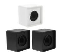 Hoement 3pcs Portable Square Microphone Flag Station for Interviews and Conferences Lightweight Abs Mic Logo Cube Stand for Desktop and Handheld Use Black White for News Reporters and