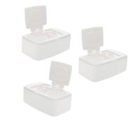 Hoement 3pcs Portable Wipe Holder with Lid Lightweight Healthy Pp Material Baby Wipe Holder and Wet Container Refillable Silver Tissue Box for Bathroom and On-the-go Use