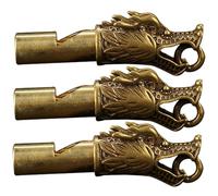Hoement 3pcs Pure Copper Emergency Whistles Keychain Set, Decorative Portable Camping and Hiking Whistles for Outdoor Survival and Sports Referees