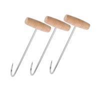 Hoement 3pcs Stainless Steel Boot Pulls Wooden Handle Wear-Resistant Shoe Lifting Helper Tool for Travel and Home Use Portable Shoe Horn Aid