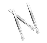 Hoement 3pcs Stainless Steel Stamp Tweezers Straight Precision Non-Slip Grip for Collectors Photographers and Eyelash Handling