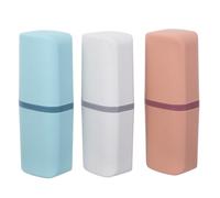 Hoement 3pcs Toothbrush and Toothpaste Kit Compact Travel Solution Multipurpose Pp Plastic Holder Case for Travel Gym Portable Storage Container