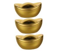 Hoement 3pcs Vintage Tinplate Wedding Treat Box Metal Candy Storage with Elegant Golden Ingot Design for Party Favors Tea Chocolate and Cookie Keepsake Containers