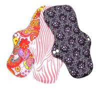 Hoement 3Pcs Washable Reusable Bamboo Charcoal Menstrual Pads with Design Comfortable Skin-Touch Sanitary Napkins for Heavy Flow Women Organic Panty Liners