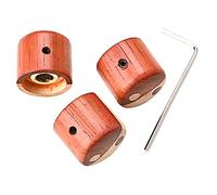 Hoement 3pcs Wooden Guitar Volume Knobs Set with Embedded Copper Ring, Rosewood and Maple Tone Control Potentiometer Caps for Electric Guitar and Bass Accessory