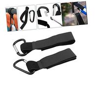 Hoement 4 Pcs Heavy-Duty Baby Stroller Hook Hanger with Nylon and Mountaineering Buckle, Multi-Purpose Pram Clips for Wheelchair and Cart, for Shopping and Short Trips