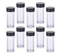 Hoement 40 Pcs Tubes with Lid Empty Storage Tubes Black Plastic Cylindrical Bottles Seal The Jar Well Light and Practical for Arts and Crafts Storage