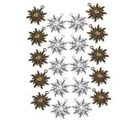 Hoement 40 Pcs Vintage Alloy Sun Charms for Jewelry Making Celestial Sun Pendants with Artisan Craftsmanship Bulk DIY Necklace Bracelet Earring Supplies in Antique Silver