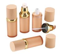 Hoement 4pcs 30ml Acrylic Cosmetic Travel Containers with Leakproof Press Pump and Double Layer Air Isolation, Square Refillable Lotion Bottles for Precision Controlled Dispensing