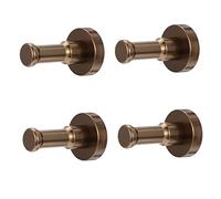 Hoement 4pcs Aluminium Coat Hanging Hooks Round Base, Punch-Free Installation, Coffee Colour, Classic Minimalist Style, for Indoor Use as Wall Or Wardrobe Hat and Towel Hangers