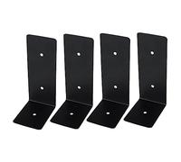 Hoement 4pcs Black Shape Iron Shelf Brackets with Screws Durable Right Angle Supports for Home Shelving Rustic Style Wall Mounted Brackets for Kitchen Garage Study
