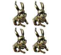 Hoement 4pcs Brass Bunny Pendant Keychain Charms Set Zodiac Rabbit Shape for DIY Adornment and Practical Use, Retro Decorative Brass Rabbit Crafts for Keychain DIY Projects