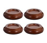 Hoement 4pcs Brown Wooden Piano Foot Pads for Upright Piano, round Non-slip Floor Protector Mats with Anti-noise Eva Material, for Protecting Floors and Carpets