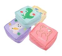 Hoement 4Pcs Cute Cartoon Period Bags for Women Multi-Function Sanitary Pad Storage Pouches Creative Coin Bags Lightweight Compact for School Travel Office