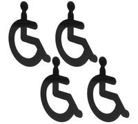 Hoement 4pcs Disabled Wheelchair Restroom Signs Toilet Door Symbol Stickers Acrylic Mirror Surface Black for Public and Home Bathroom Accessibility