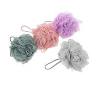 Hoement 4pcs Exfoliating Loofah Pack Bath Balls with Hanging Rope Soft Elastic Shower Sponges for Men Women Family Convenient Body Scrubbers for Deep Cleanse and Skin Care
