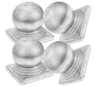 Hoement 4pcs Fence Sealing Cover Fence Post Accessory Post Caps Replacement Stylish Iron Protective Caps Silver Finish and Gate