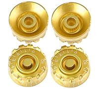 Hoement 4pcs Gold Guitar Volume Knobs White Letters for Electric Guitar Volume Control Knobs Tone Buttons