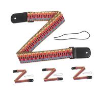 Hoement 4pcs Hawaiian Ukulele Strap Set - Adjustable Vintage Cotton Woven Shoulder Belts with Embroidery, Boho Ethnic Style Guitar and Banjo Straps for Musicians