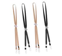 Hoement 4pcs Khaki Thickened Anti-Lost Mask Straps Hook, Adjustable Ear-Saving Neck Cord for Outdoor Sports and Daily Use