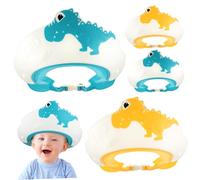 Hoement 4pcs Kids Shower Hair Washing Caps Set for Toddlers Adjustable Shampoo Shield Bath Hats Yellow and Blue Splash Guard Baby Hair Washing Protection
