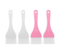 Hoement 4pcs Large Facial Mask Brush Set for Homemade Beauty Tools and Body Lotion Application, Soft Nylon Bristles with Plastic Handle, Portable Design for Sensitive Skin, White and Pink