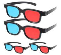 Hoement 4pcs Lightweight Plastic 3d Movie Glasses with Universal Compatibility for Smartphone and Tv Use, Red and Blue Anaglyph Glasses for Men and Women Enjoying 3d Movies