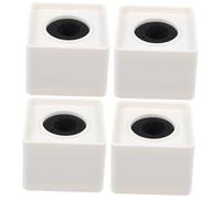 Hoement 4pcs Professional Interview Mic Stand White Microphone Flag Square Stand for Broadcasting