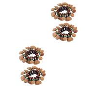 Hoement 4pcs Raw Nut Shell Wrist Hand Bell African Tribal Style Bangle Handbell Ornaments for Women Party Accessory