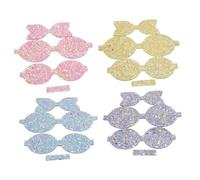 Hoement 4Pcs Shiny Bow Sheet Hair Clip Making Decor with Glitter Crafting for DIY Accessories in Rose Red Blue Purple Yellow for Wedding Party Proms