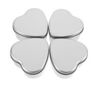 Hoement 4Pcs Silver Heart-Shaped Tinplate Candy Boxes for Valentines Day, Wedding Treat Storage, Decorative Food-Grade Candy Packaging Boxes