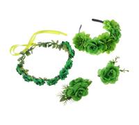 Hoement 4pcs St Patrick's Day Headbands Set with Green Floral Design, Comfortable All-day Wear Hair Accessories and Women, for Family Celebrations and Public Parades