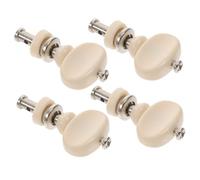 Hoement 4pcs Ukulele String Tuning Pegs Set White Plastic Button Friction Key Tuners with Steel Machine Heads Pressure Chromed