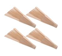 Hoement 4pcs Wooden Folding Fan Frame with 16 Ribs and Predrilled Threading Holes, Stable Construction and Easy to Carve, for DIY Craft Projects and Event Decoration in Classrooms