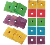 Hoement 50 Pieces DIY Parrot Wood Chip for Cockatiel and Parrot, Skill Development and Fun Exercise Bird Bite, for Bird Boredom Breaker and Educational Play Random Color