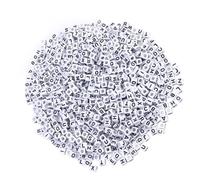 Hoement 500pieces White Acrylic Alphabet Cube Beads for Jewelry Making DIY Bracelets Educational Craft Beads for Key Chains Party Games