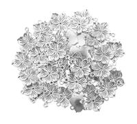 Hoement 50pcs Antique Alloy Flower Jewelry Connectors for Necklace and Bracelet Making Lightweight Vintage Charms for DIY Crafting Pendants for Women Accessories